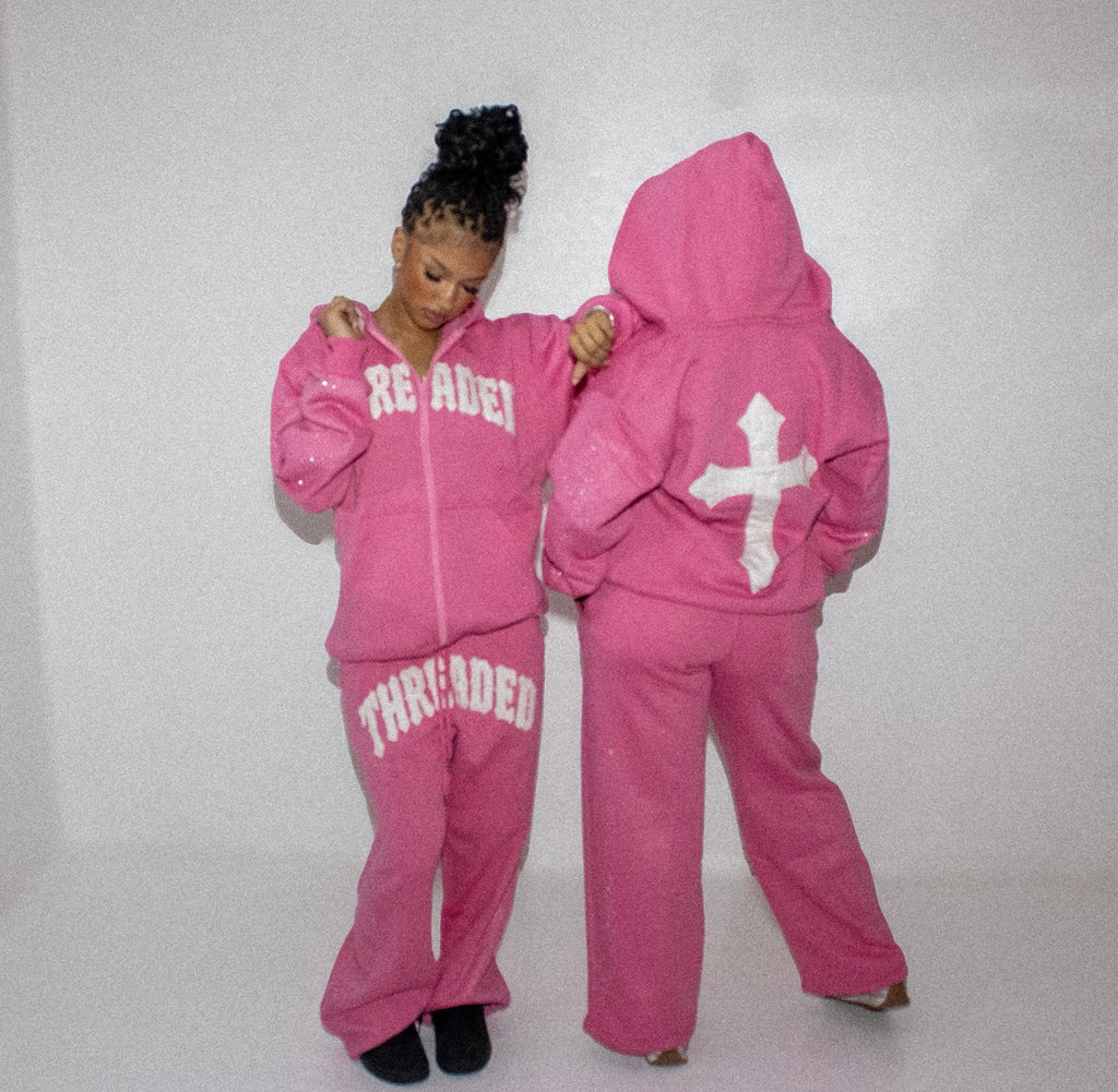 PINK OVERSIZED JOGGERS w RHINESTONES